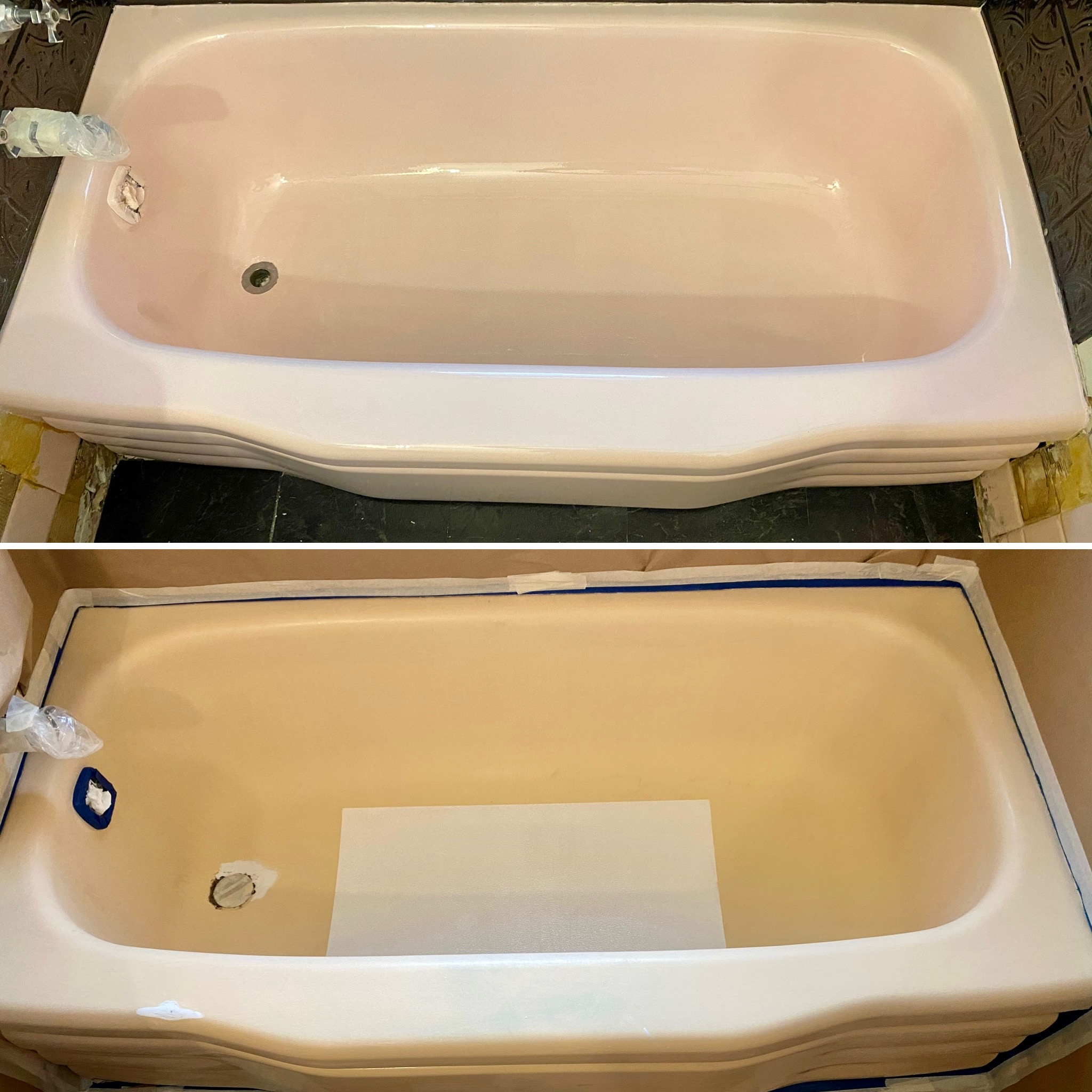 Pink bathtub color change recoating by ProTech Recoating
